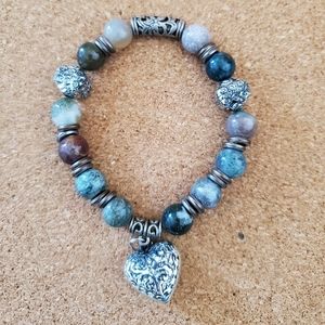 🌟 5 for $15 🌟 Gemstone bracelet with embossed silver detail